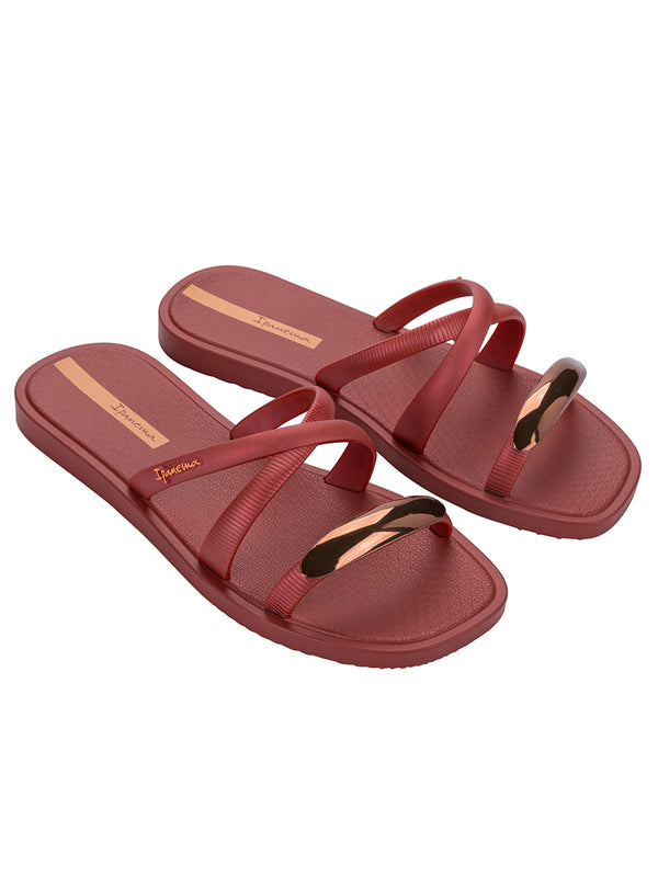Ipanema Metal Chic Slide - Burgundy/Metallic/Orange