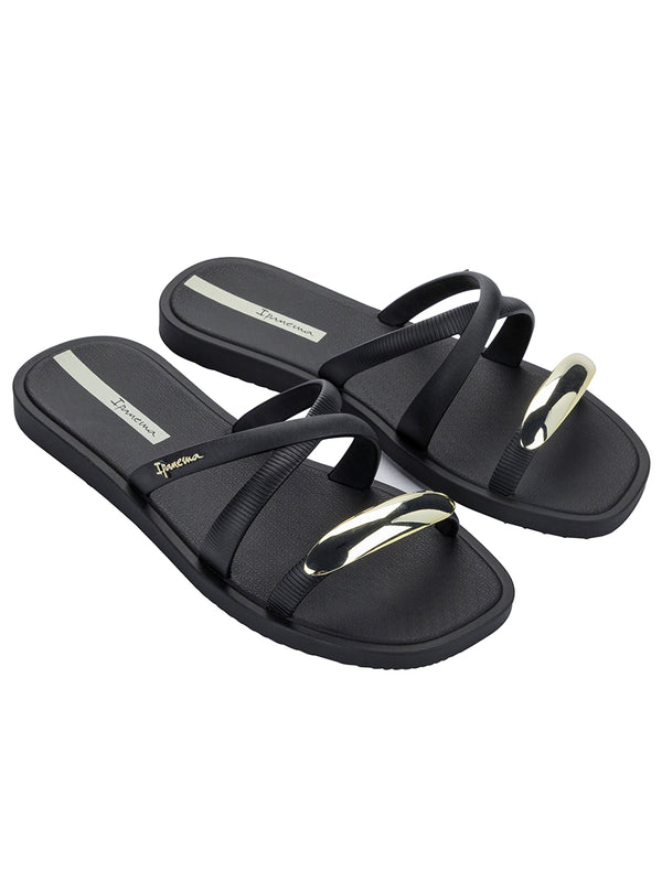 Ipanema Metal Chic Slide - Black/Gold/Beige