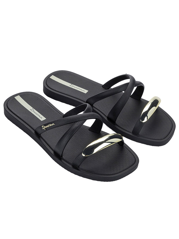 Ipanema Metal Chic Slide - Black/Gold/Beige