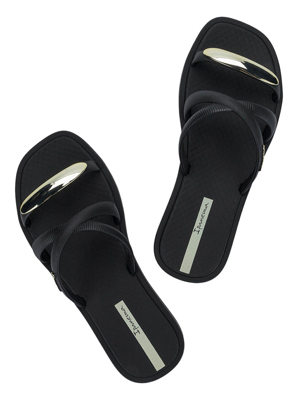 Ipanema Metal Chic Slide - Black/Gold/Beige