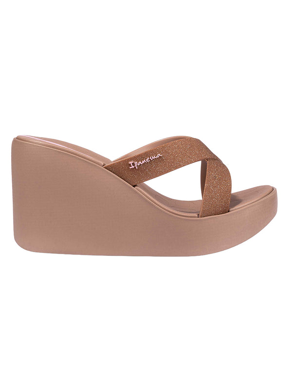Ipanema High Fashion II Slide - Brown/Glitter/Pink
